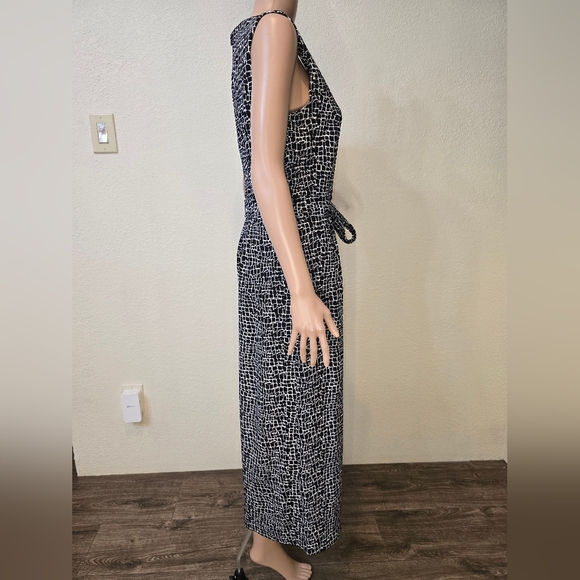 Calvin Klein 8 Womens Jumpsuit Black White Abstract animal  Print Wide Leg - Picture 7 of 12